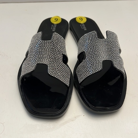 Steven New York Archer Black Rhinestone Flat Sandals size 9 NEW - Picture 3 of 9